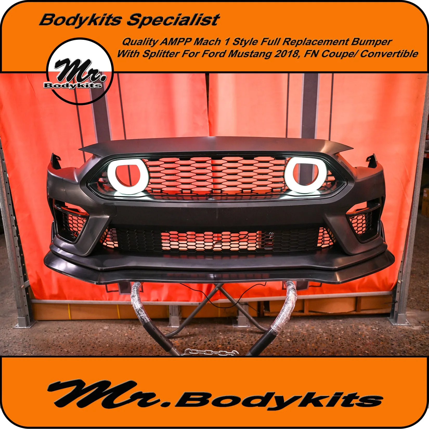 Quality AMPP Mach 1 Style Front Bumper For Ford Mustang 2018-2022 FN, Mr Bodykits