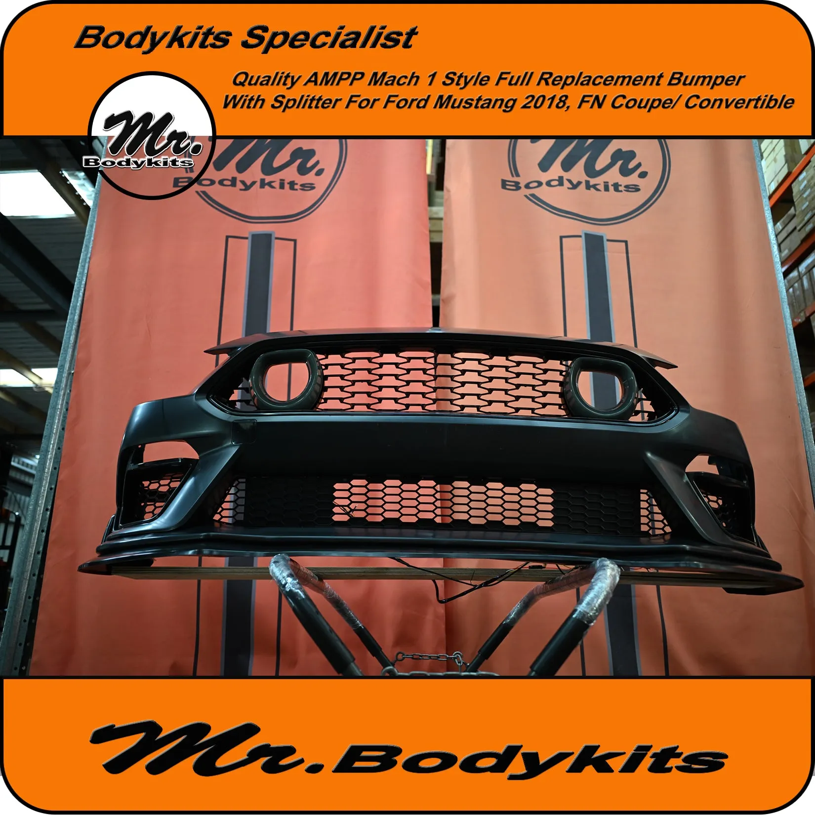 Quality AMPP Mach 1 Style Front Bumper For Ford Mustang 2018-2022 FN, Mr Bodykits