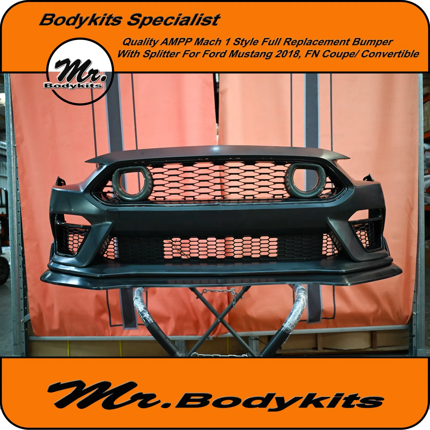 Quality AMPP Mach 1 Style Front Bumper For Ford Mustang 2018-2022 FN, Mr Bodykits