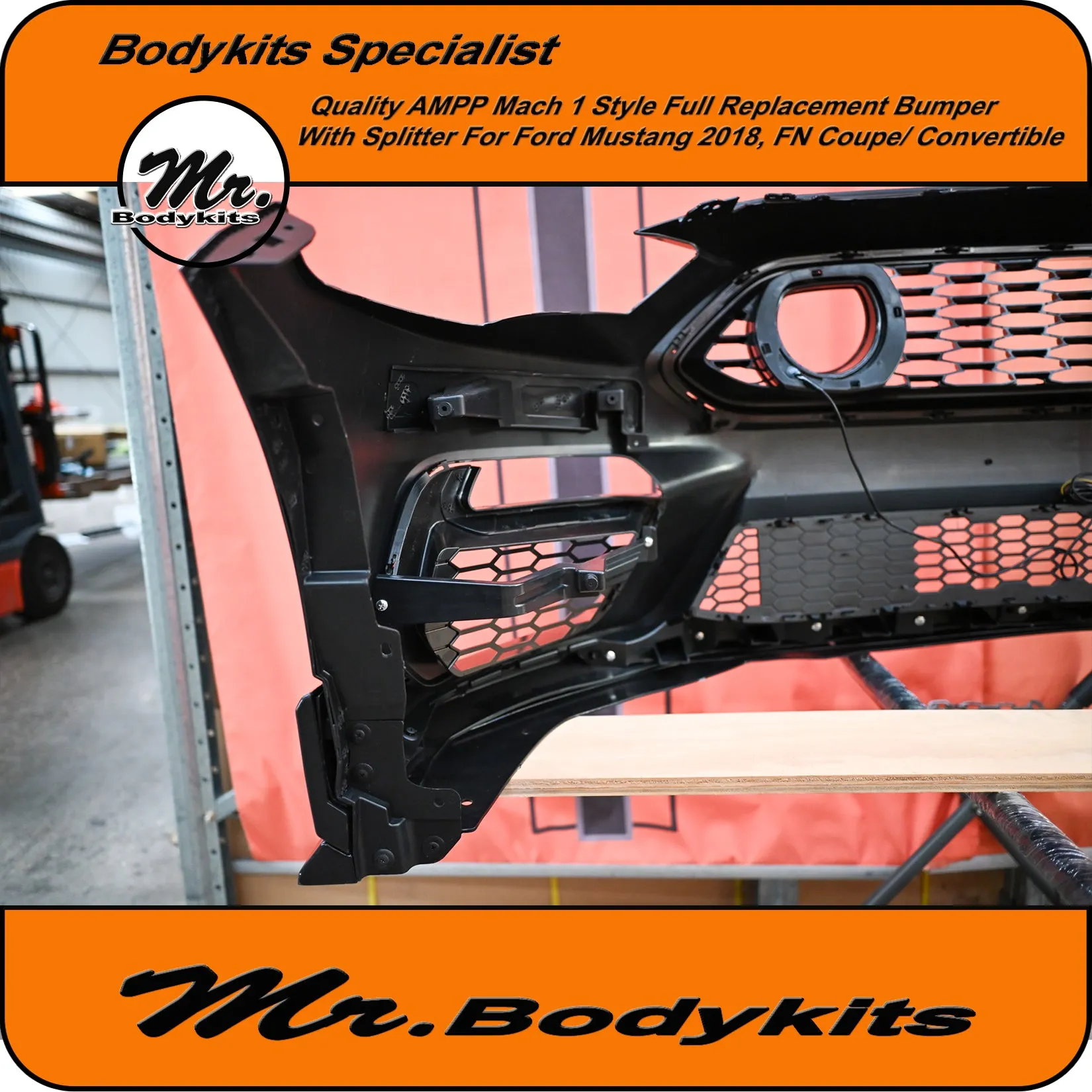 Quality AMPP Mach 1 Style Front Bumper For Ford Mustang 2018-2022 FN, Mr Bodykits