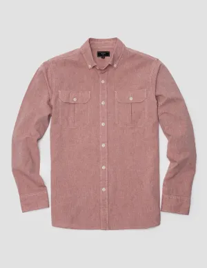 Quinn Chambray Workshirt in Washed Red