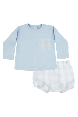 "Kai" Blue Top & Gingham Jam Pants