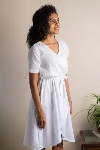 "Lily" White Dress in Linen Lyocell