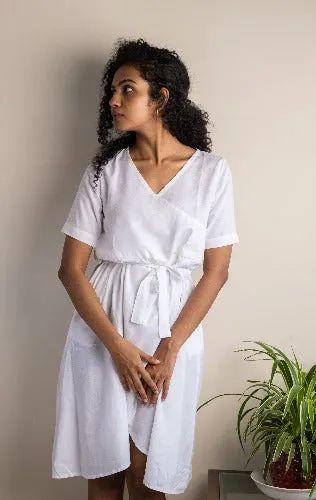 "Lily" White Dress in Linen Lyocell
