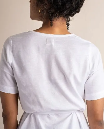 "Lily" White Dress in Linen Lyocell