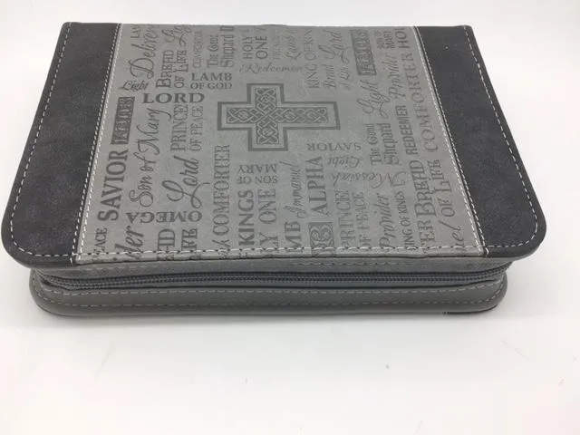 "Names of Our Lord" Bible Cover, Black and Gray. (Medium)