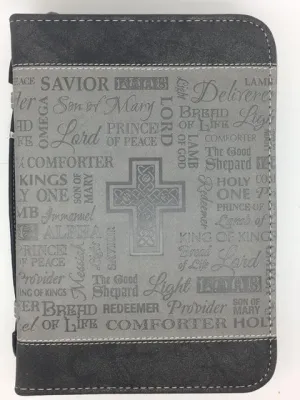 "Names of Our Lord" Bible Cover, Black and Gray. (Medium)