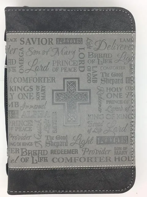 "Names of Our Lord" Bible Cover, Black and Gray. (Medium)