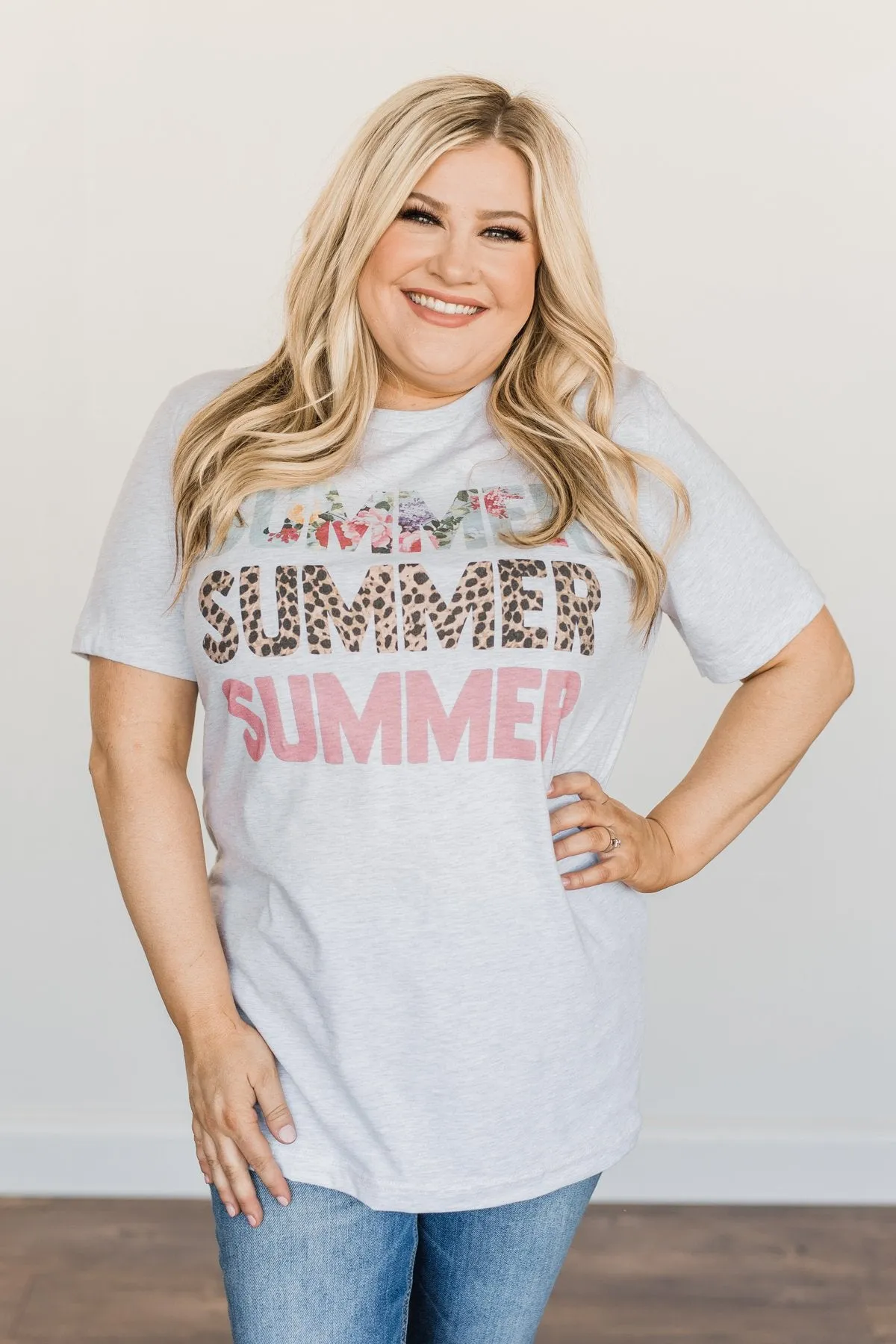 "Summer" Graphic Tee- Heather Grey