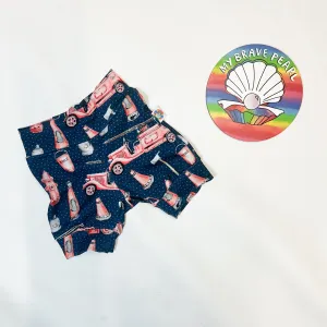 Ready To Ship 3-6M Fire Engine Knee Jogger Shorts