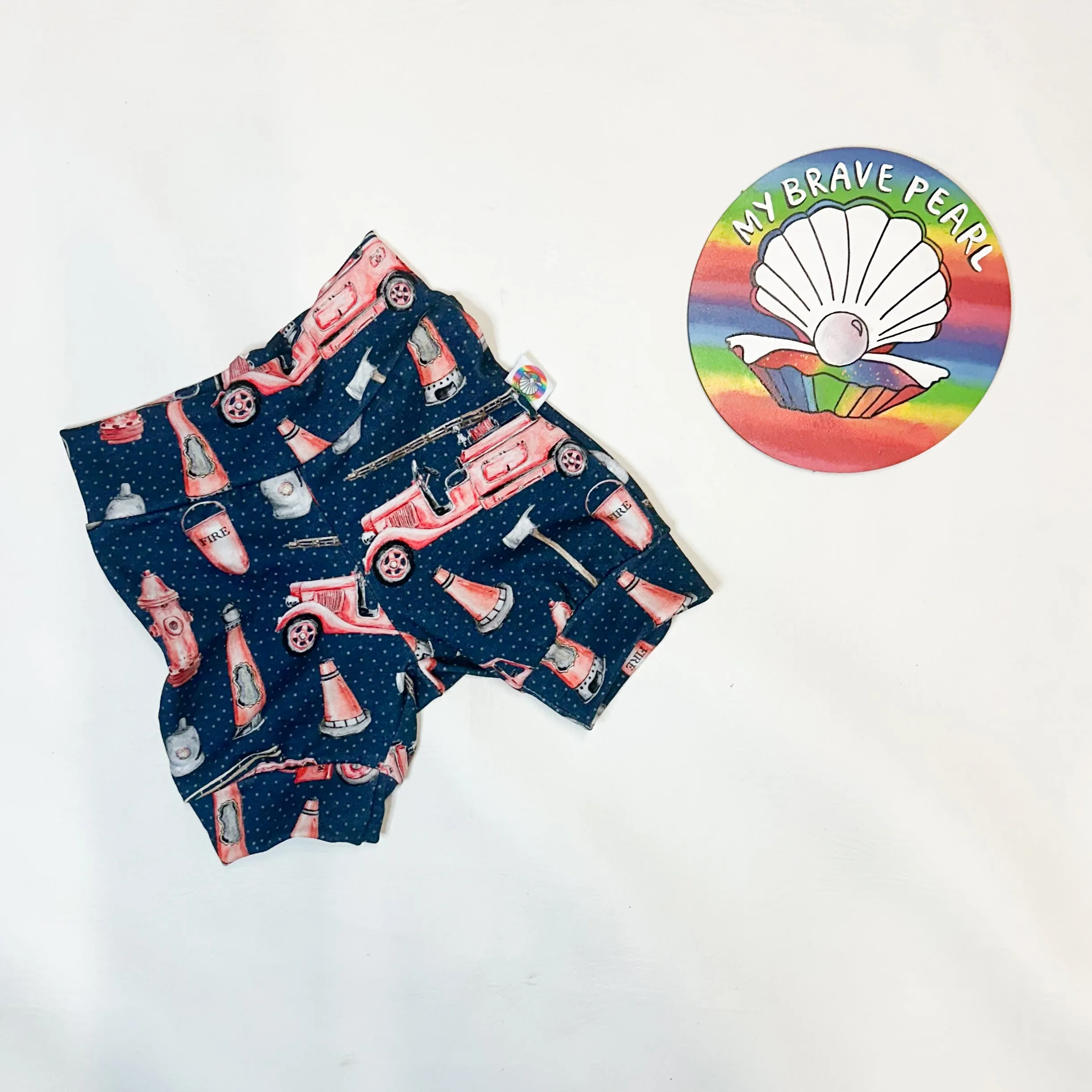 Ready To Ship 3-6M Fire Engine Knee Jogger Shorts