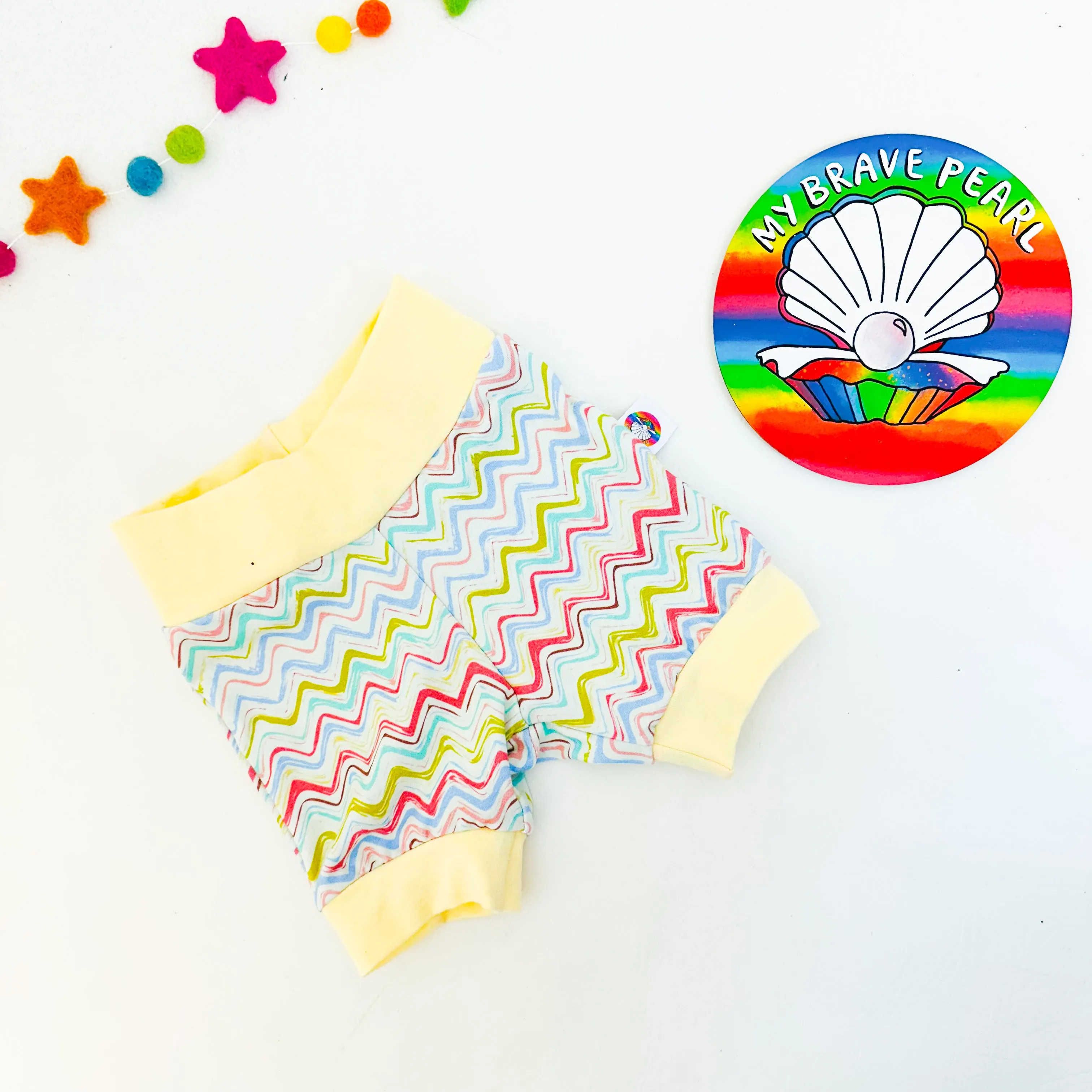 Ready To Ship 3-6M Pastel Chevrons Knee Jogger Shorts