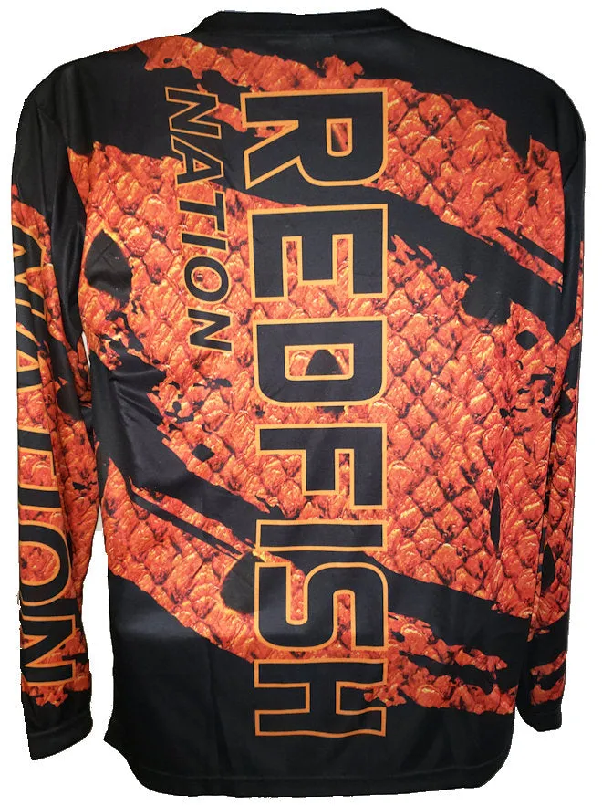 Redfish Nation Performance Black / Orange Flame Scales