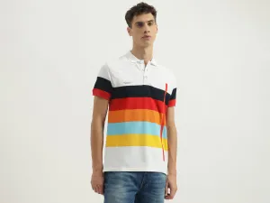Regular Fit Polo Neck Striped Tshirt