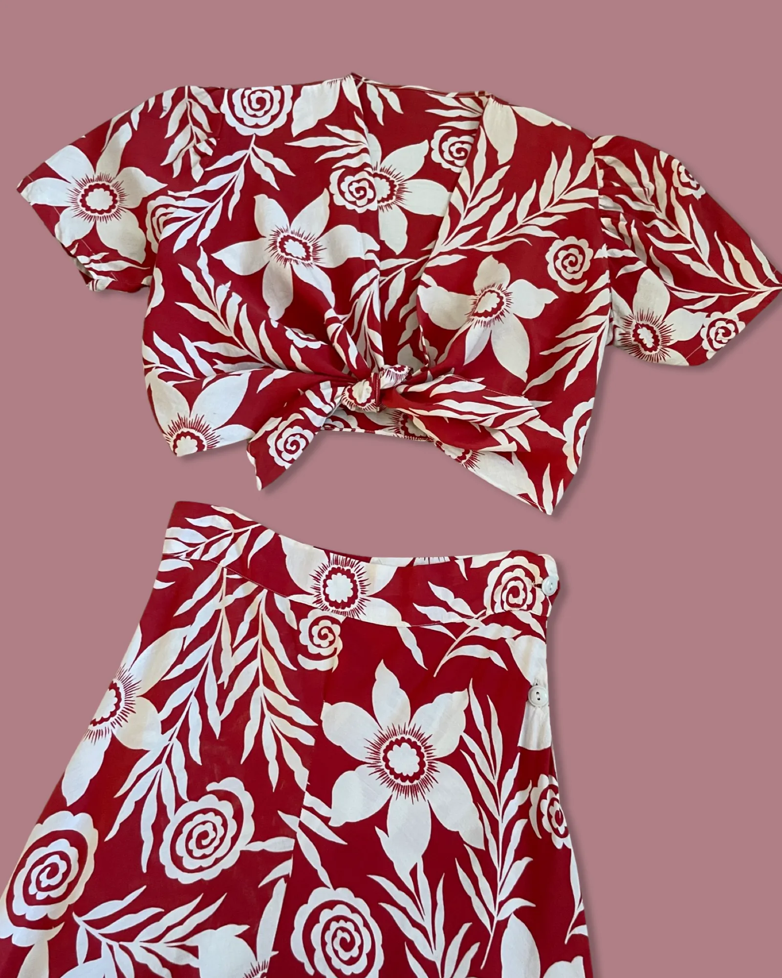 Reserved 1940s Rayon Tropical Two Piece Pant Set