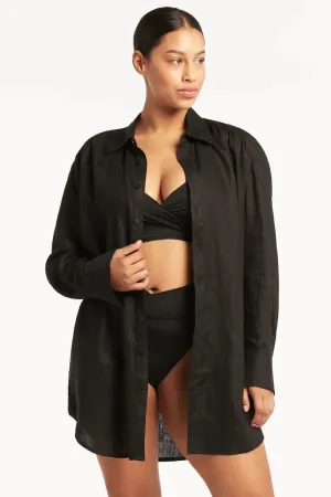 Resort Linen Cover Up / Black