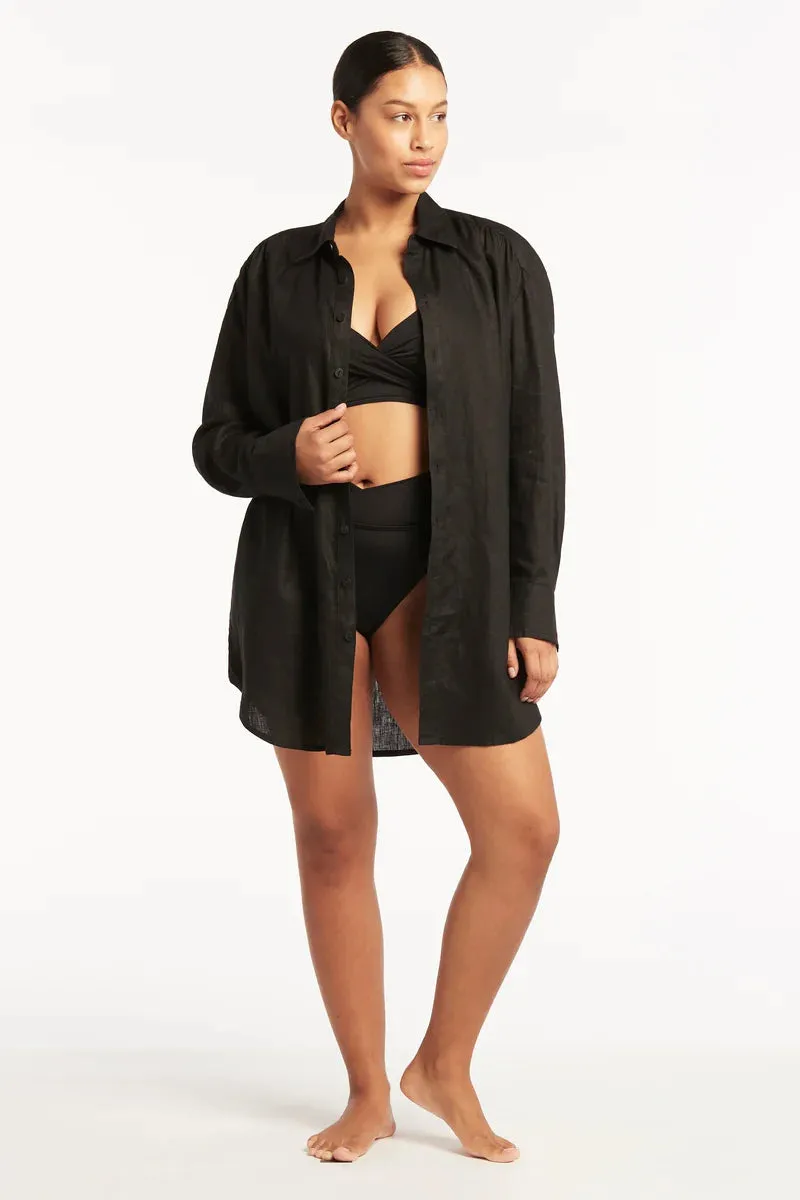 Resort Linen Cover Up / Black