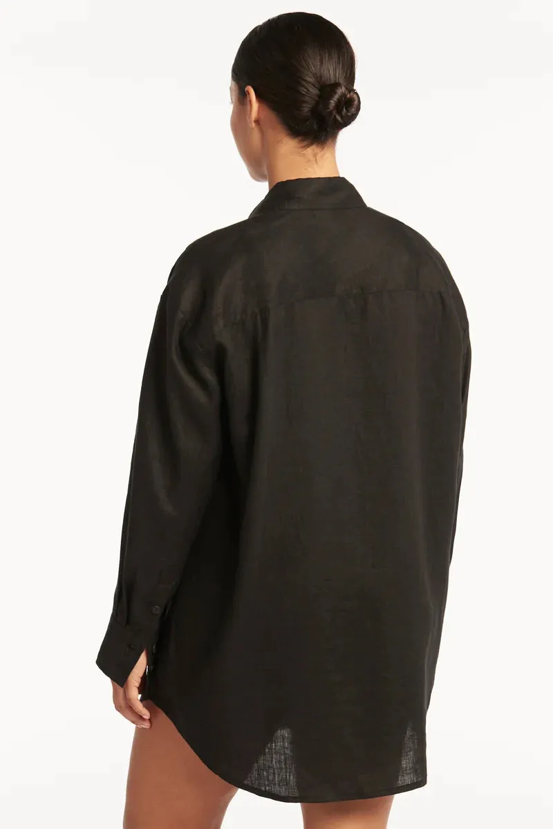 Resort Linen Cover Up / Black