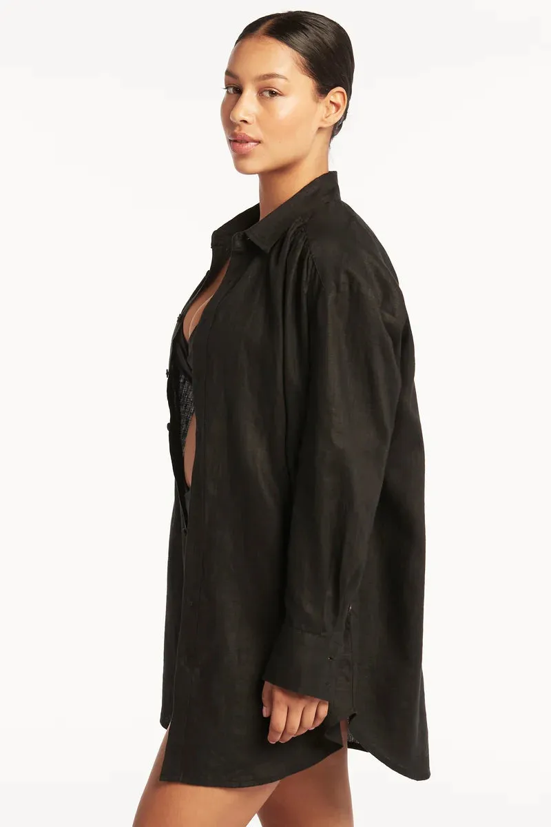 Resort Linen Cover Up / Black
