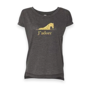 Retiring J'adore - Gold Glitter Print - T-shirt Women's - Grey Caviar