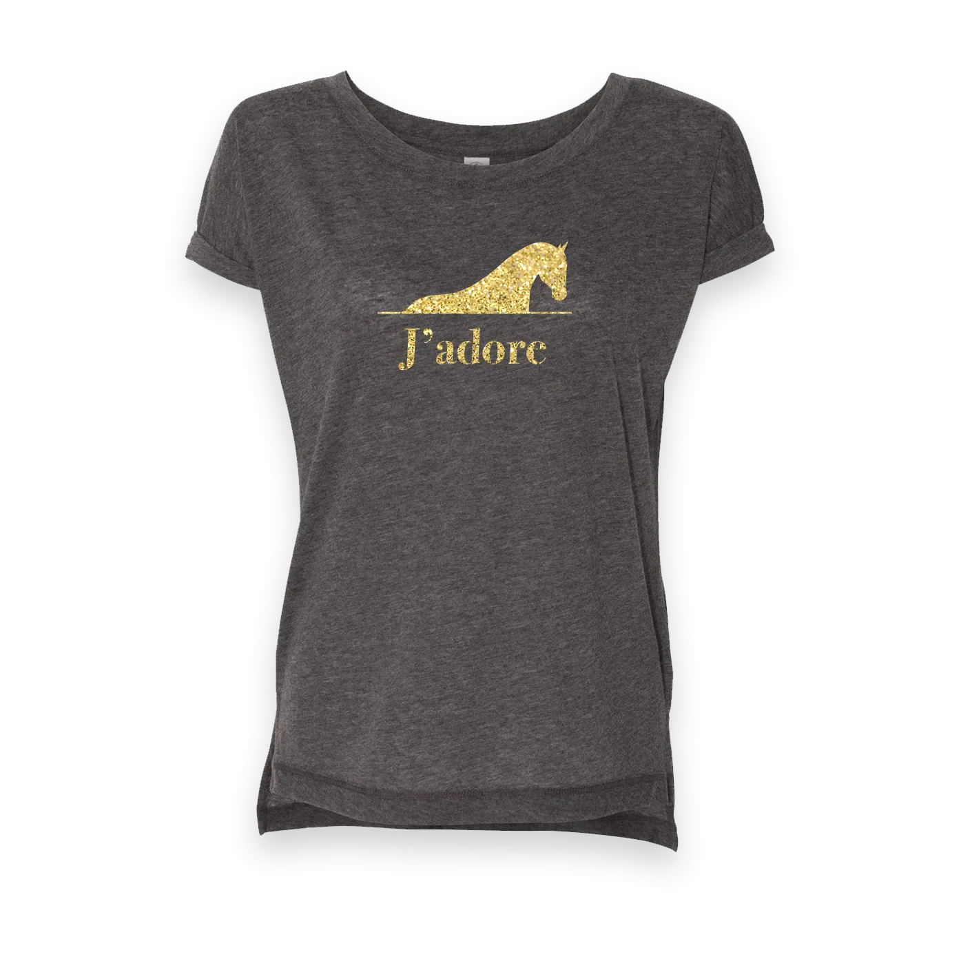 Retiring J'adore - Gold Glitter Print - T-shirt Women's - Grey Caviar
