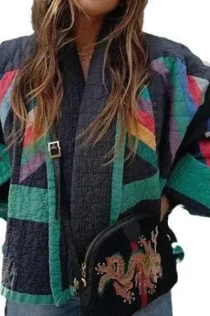 Retro loose floral cotton jacket