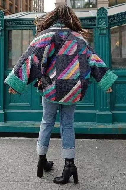 Retro loose floral cotton jacket