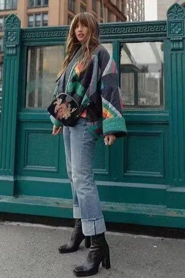 Retro loose floral cotton jacket