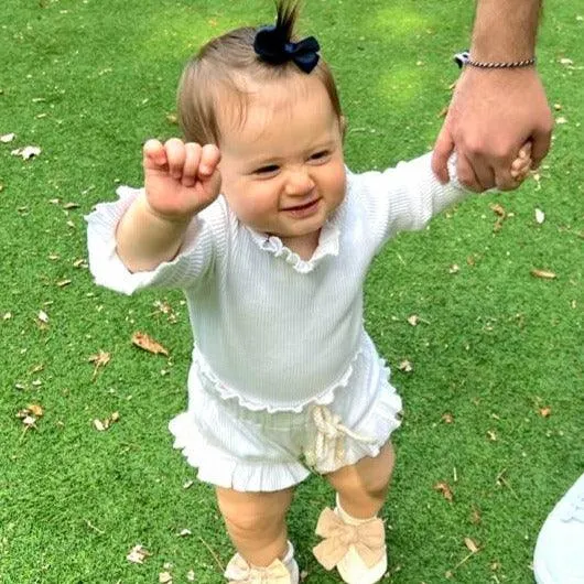 Ribbed Ruffle Romper & Shorts Set