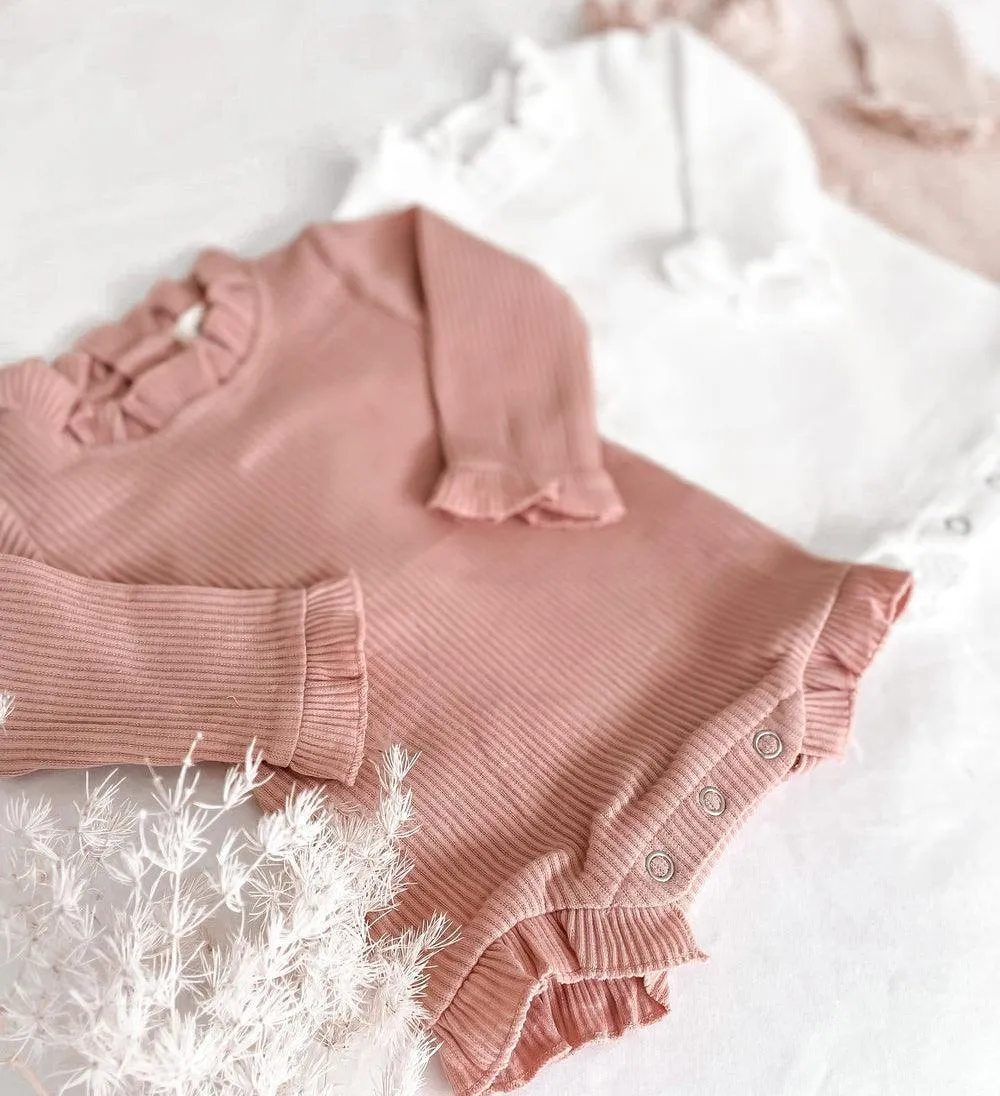 Ribbed Ruffle Romper & Shorts Set