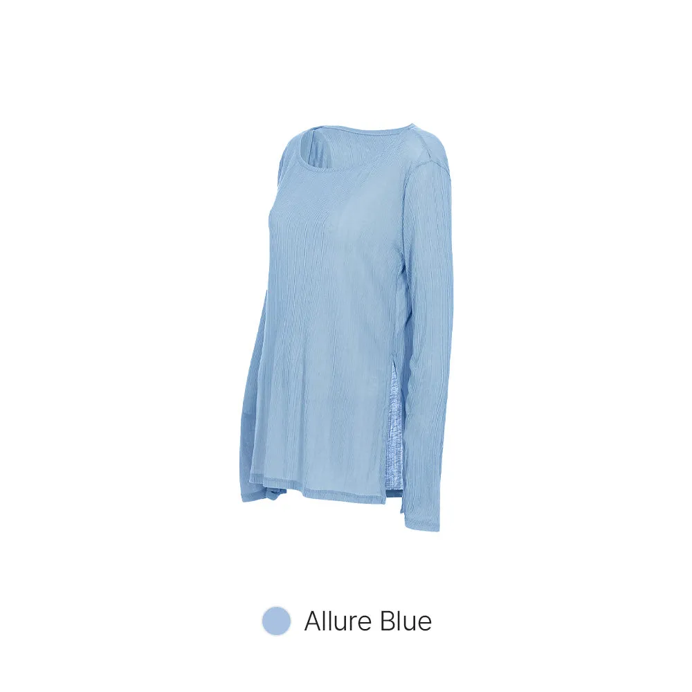 Ribbed Side Slit Long Sleeve