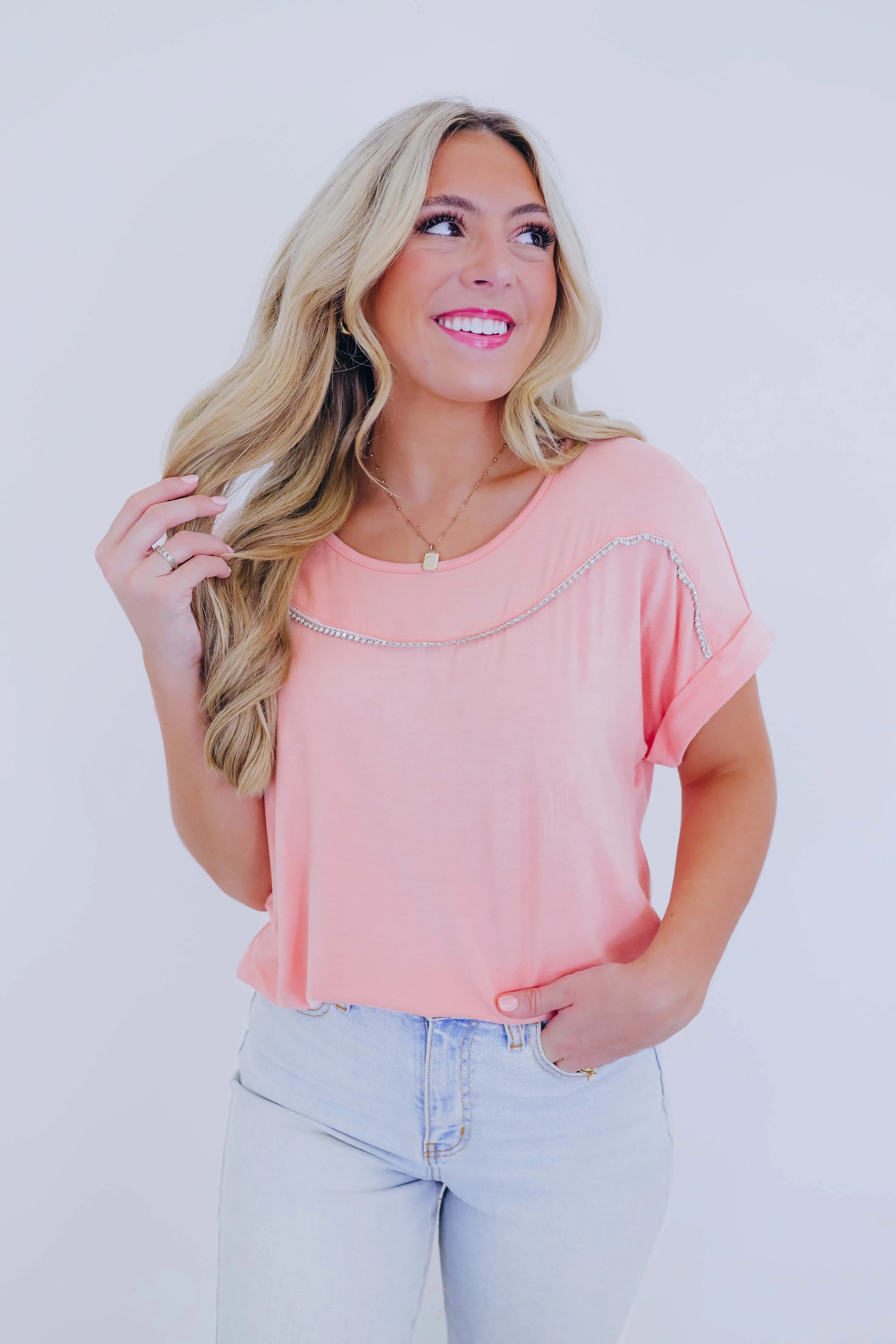 Rosalee Rhinestone Trim Top - 3 Colors