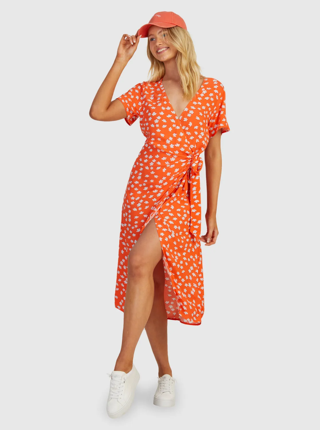 Roxy Indigo Sand Midi Wrap Dress - Tiger Lily Flower Rain