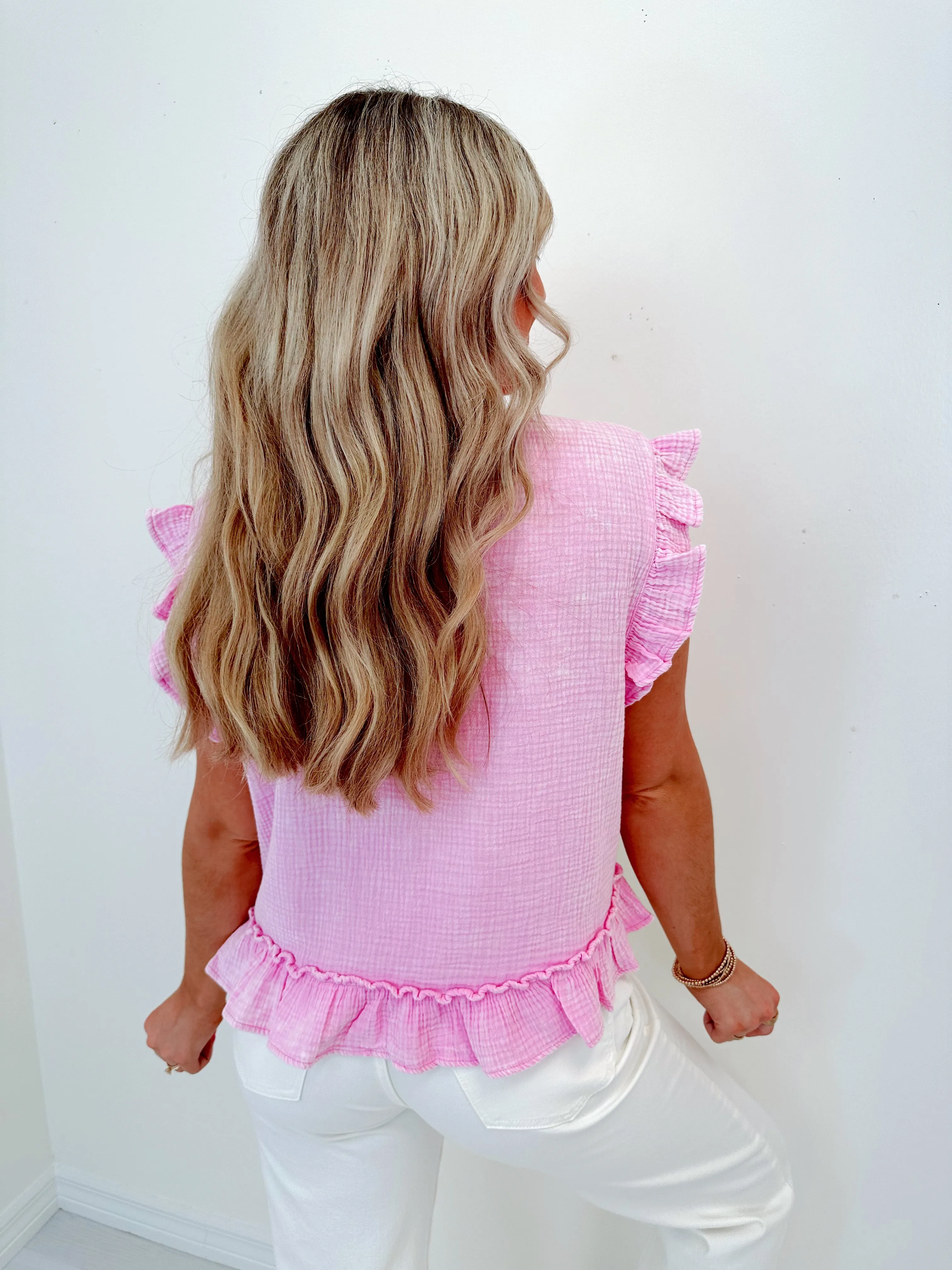Ruffled Up Cotton Gauze Top - 2 Colors