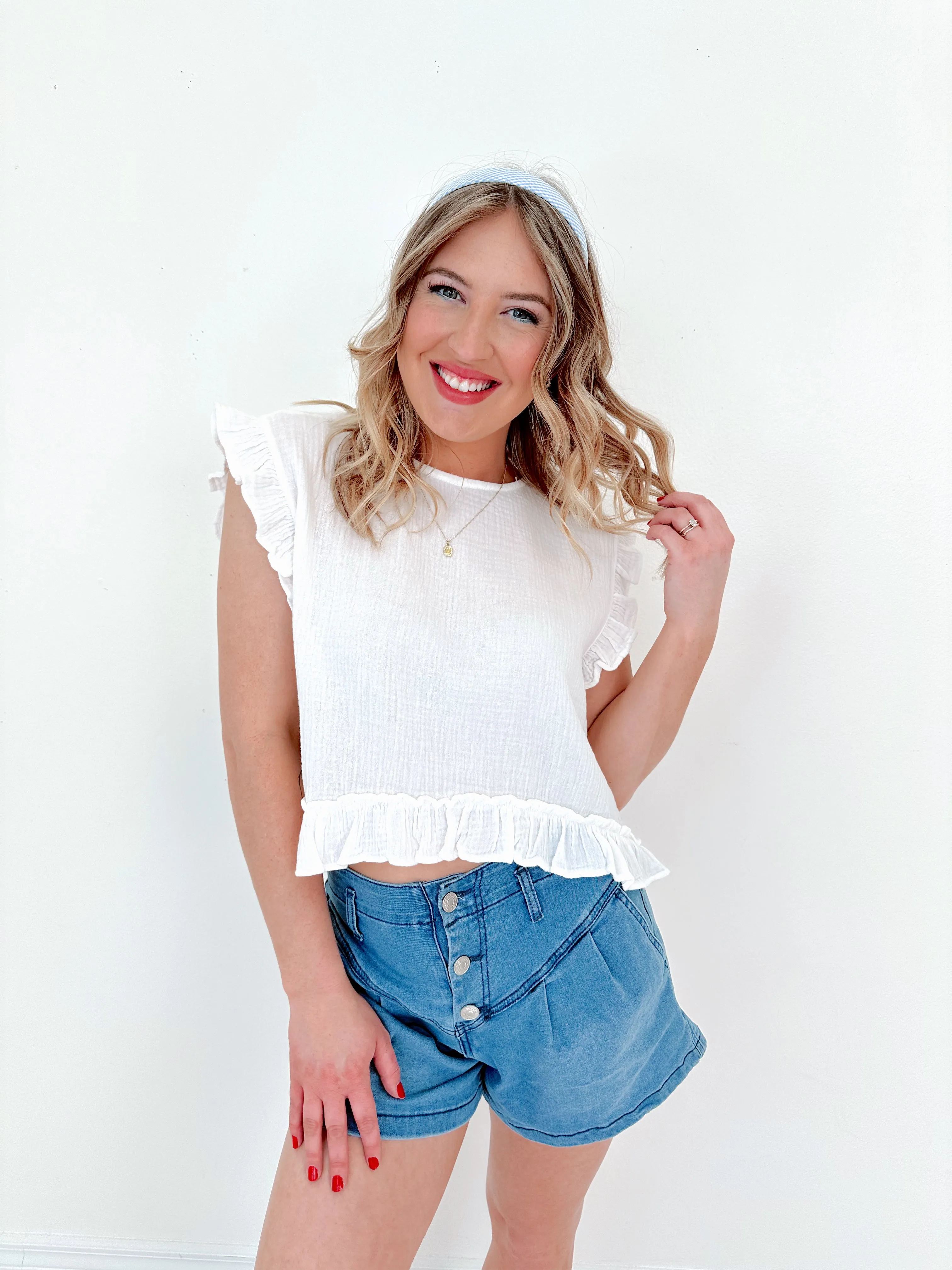 Ruffled Up Cotton Gauze Top - 2 Colors