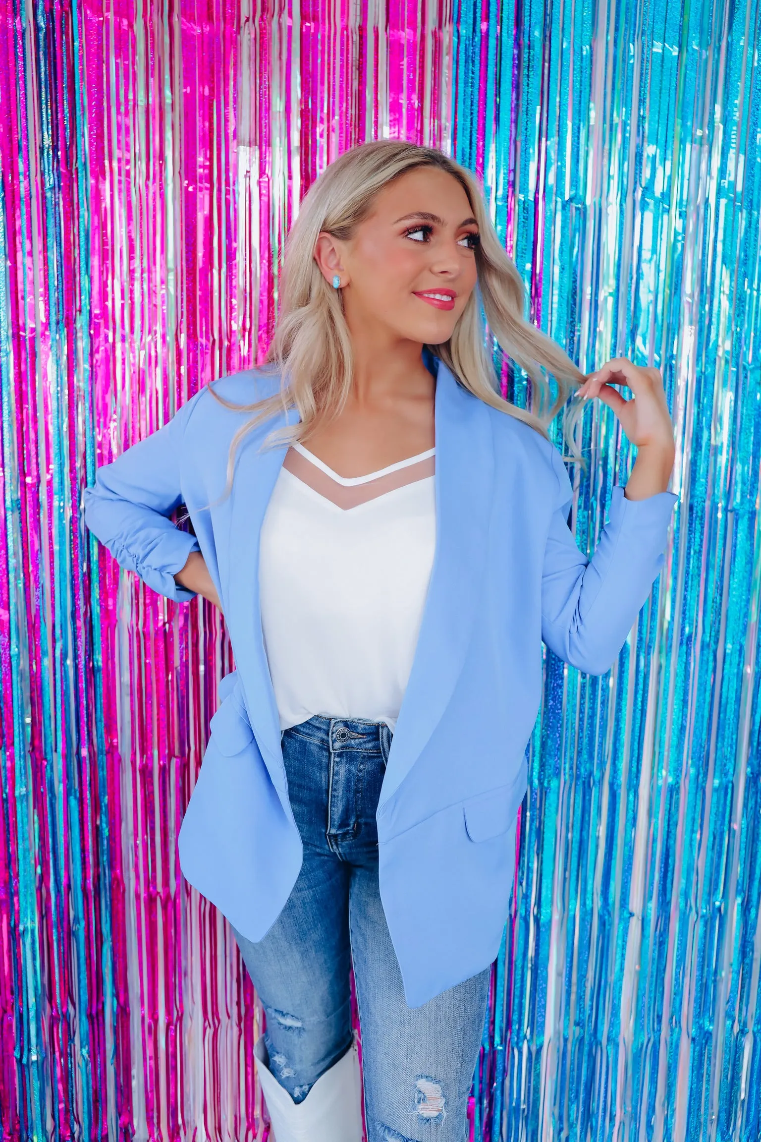 Rule The Streets Pocketed Blazer - Periwinkle