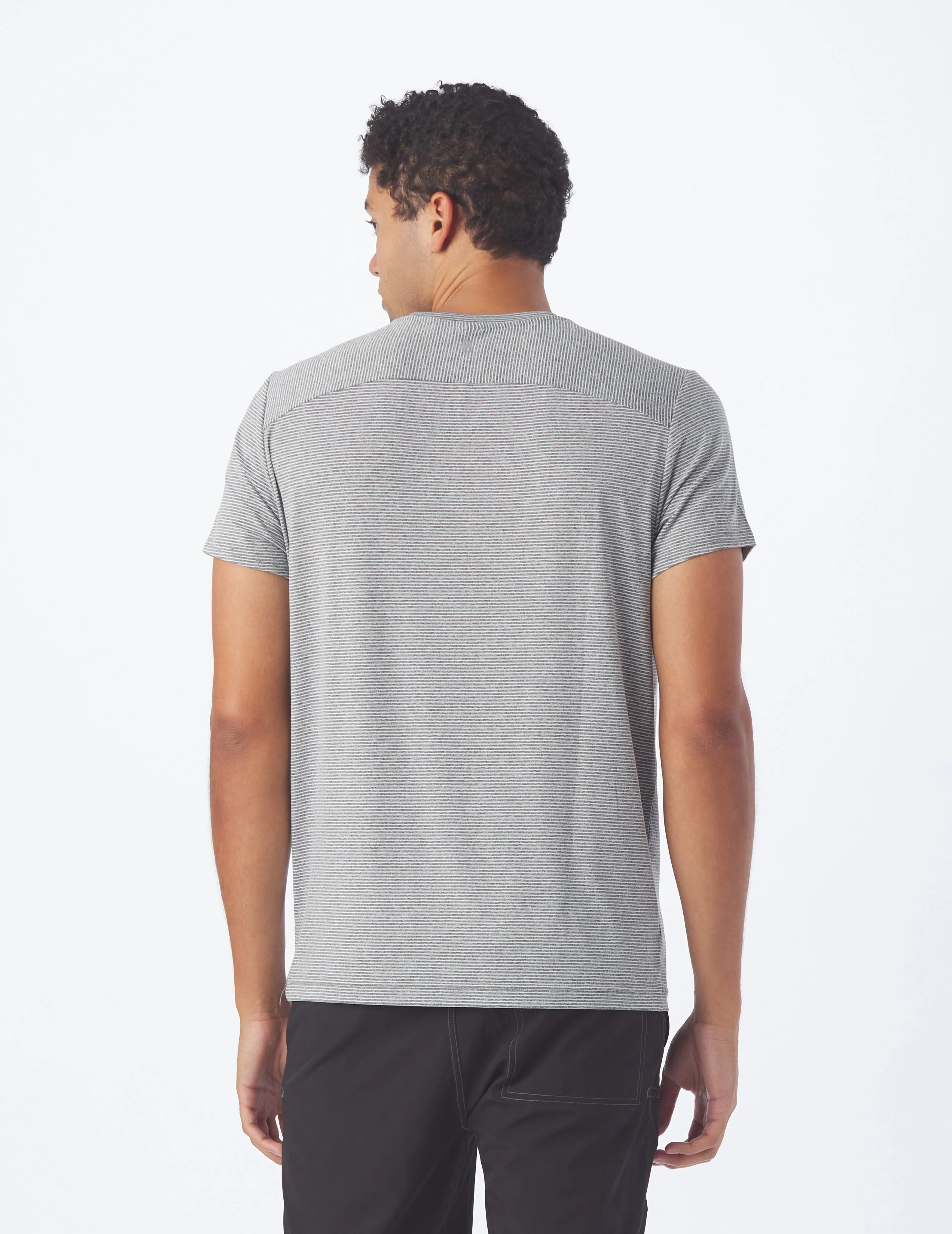 Salton Short Sleeve: Black Heather/White Stripe