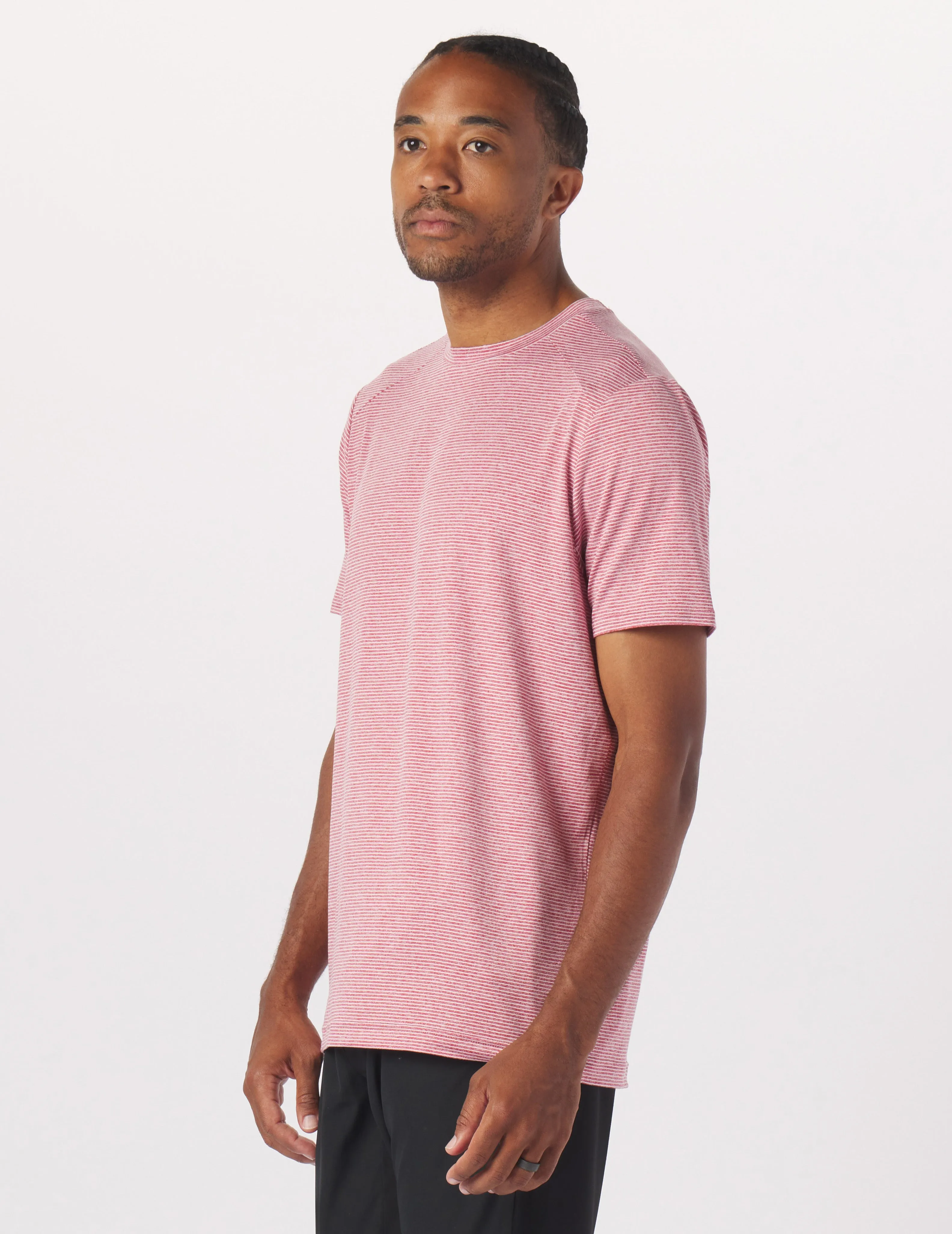 Salton Short Sleeve: Cardinal/Oatmilk Stripe