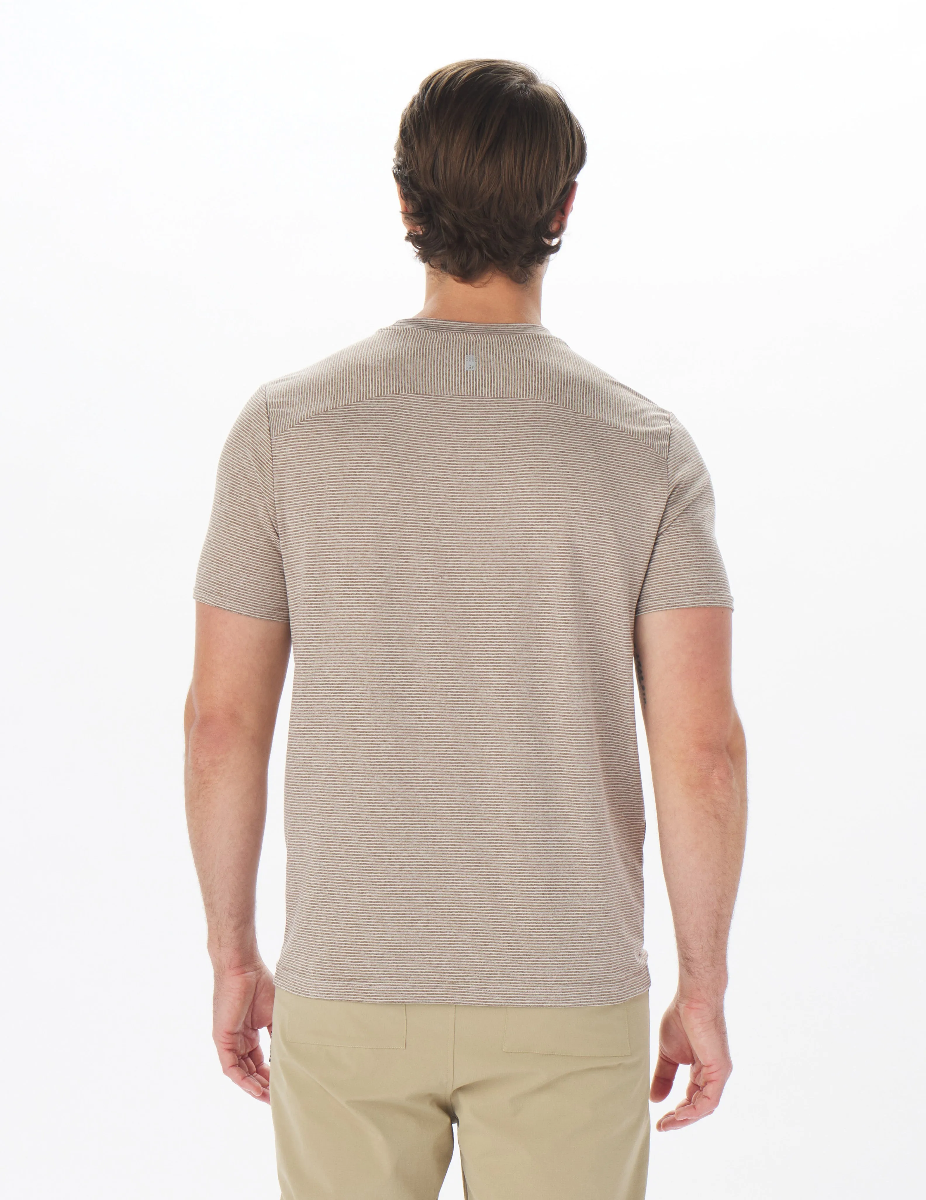 Salton Short Sleeve: Espresso Heather/White Stripe