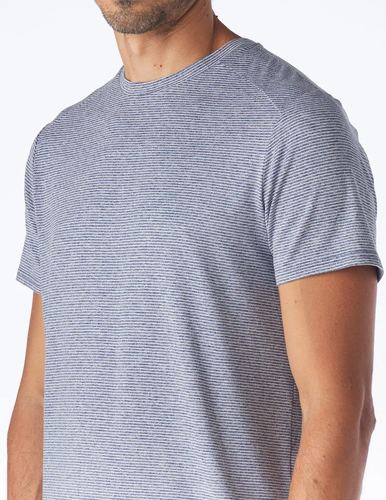 Salton Short Sleeve: Heather Indigo and White Stripe