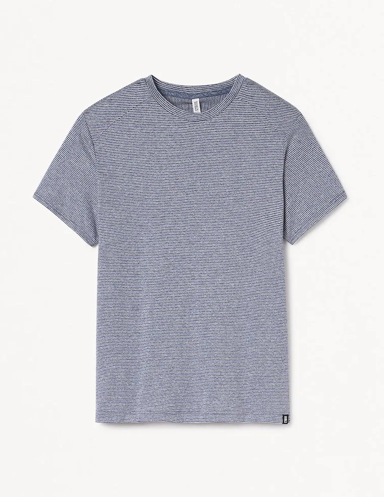 Salton Short Sleeve: Heather Indigo and White Stripe