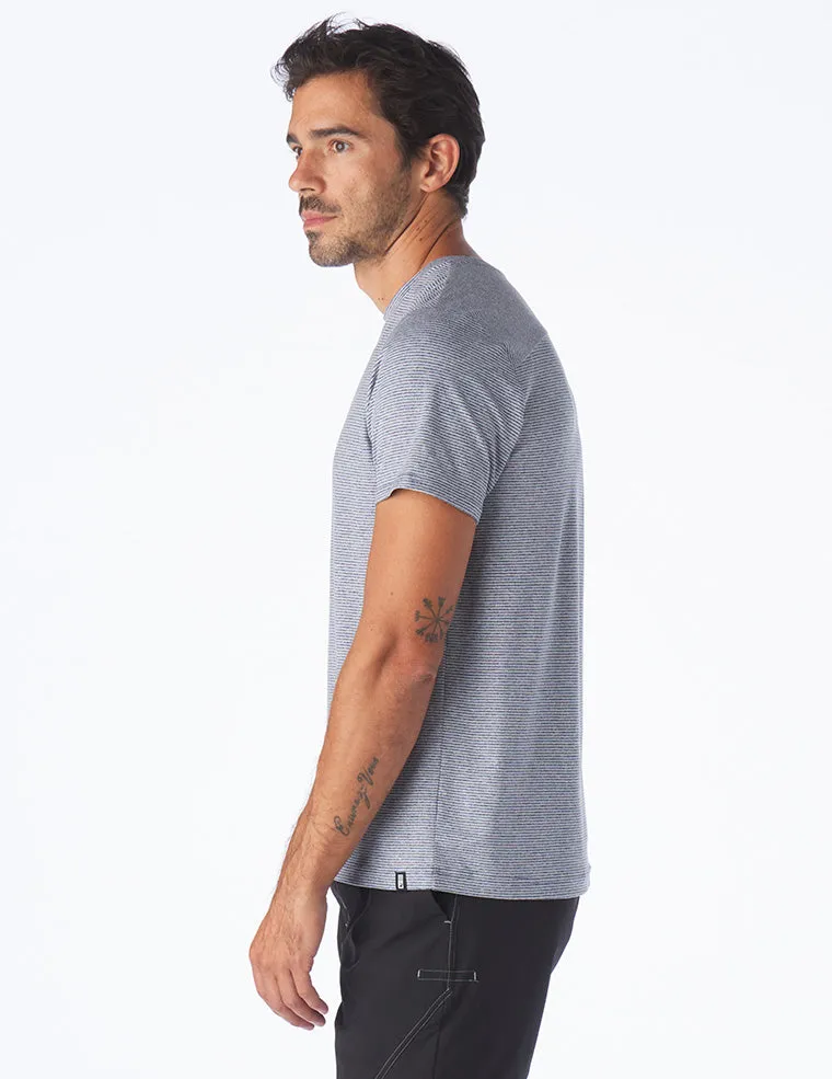 Salton Short Sleeve: Heather Indigo and White Stripe