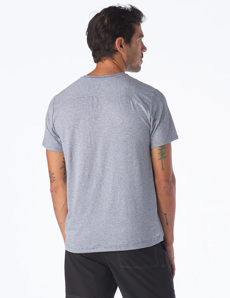 Salton Short Sleeve: Heather Indigo and White Stripe