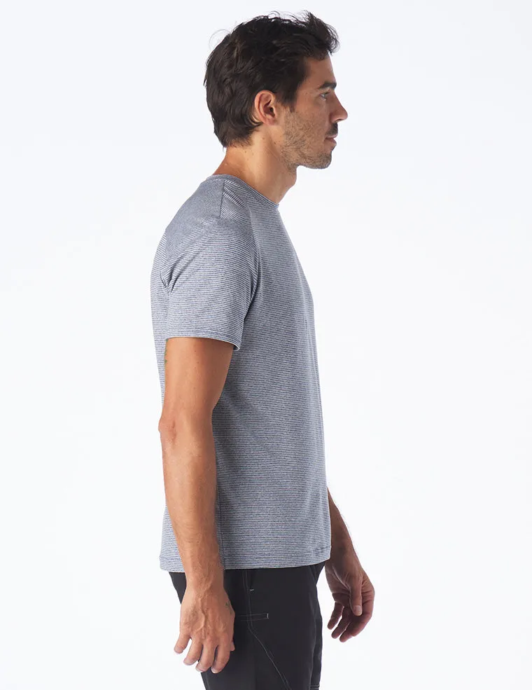 Salton Short Sleeve: Heather Indigo and White Stripe