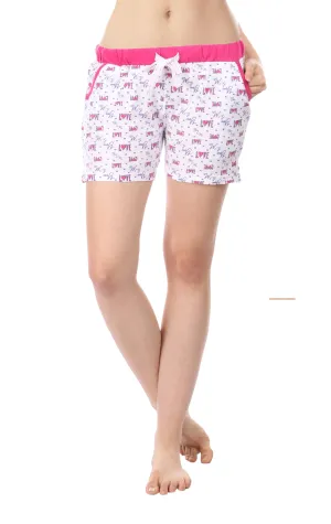 Semantic Love You & Me Printed Cotton Shorts