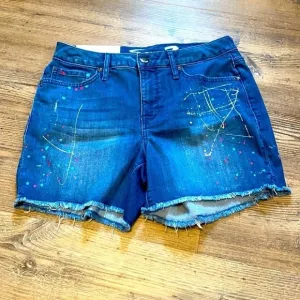 Seven7 Pollack Paint Fringed Hem Vintage Weekend Denim Jean Shorts Size 6