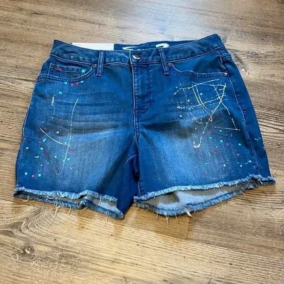 Seven7 Pollack Paint Fringed Hem Vintage Weekend Denim Jean Shorts Size 6