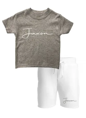 Short Sleeve Personalised T-shirt & Short Set - Various Colours
