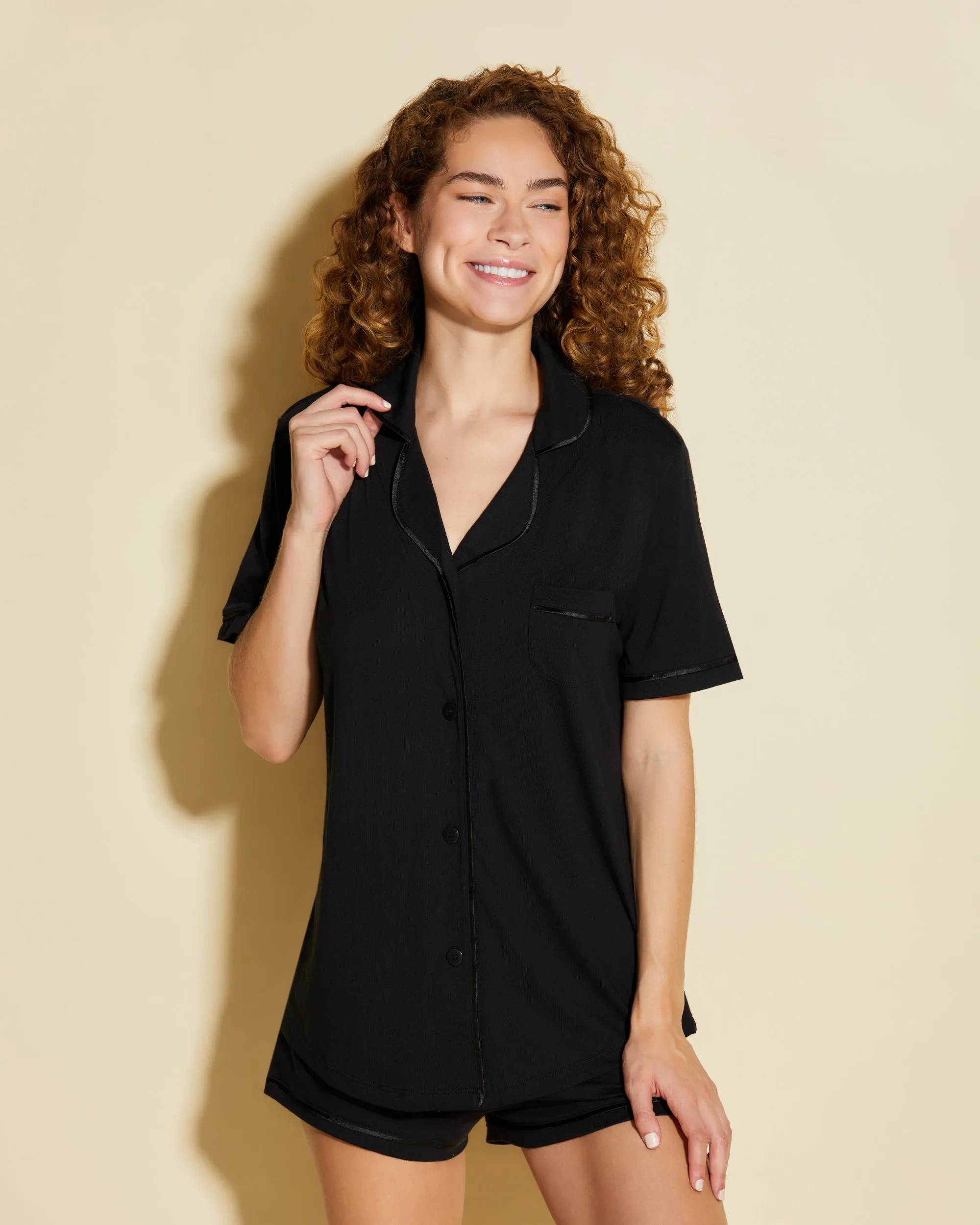 Short Sleeve Top & Boxer Pajama Set