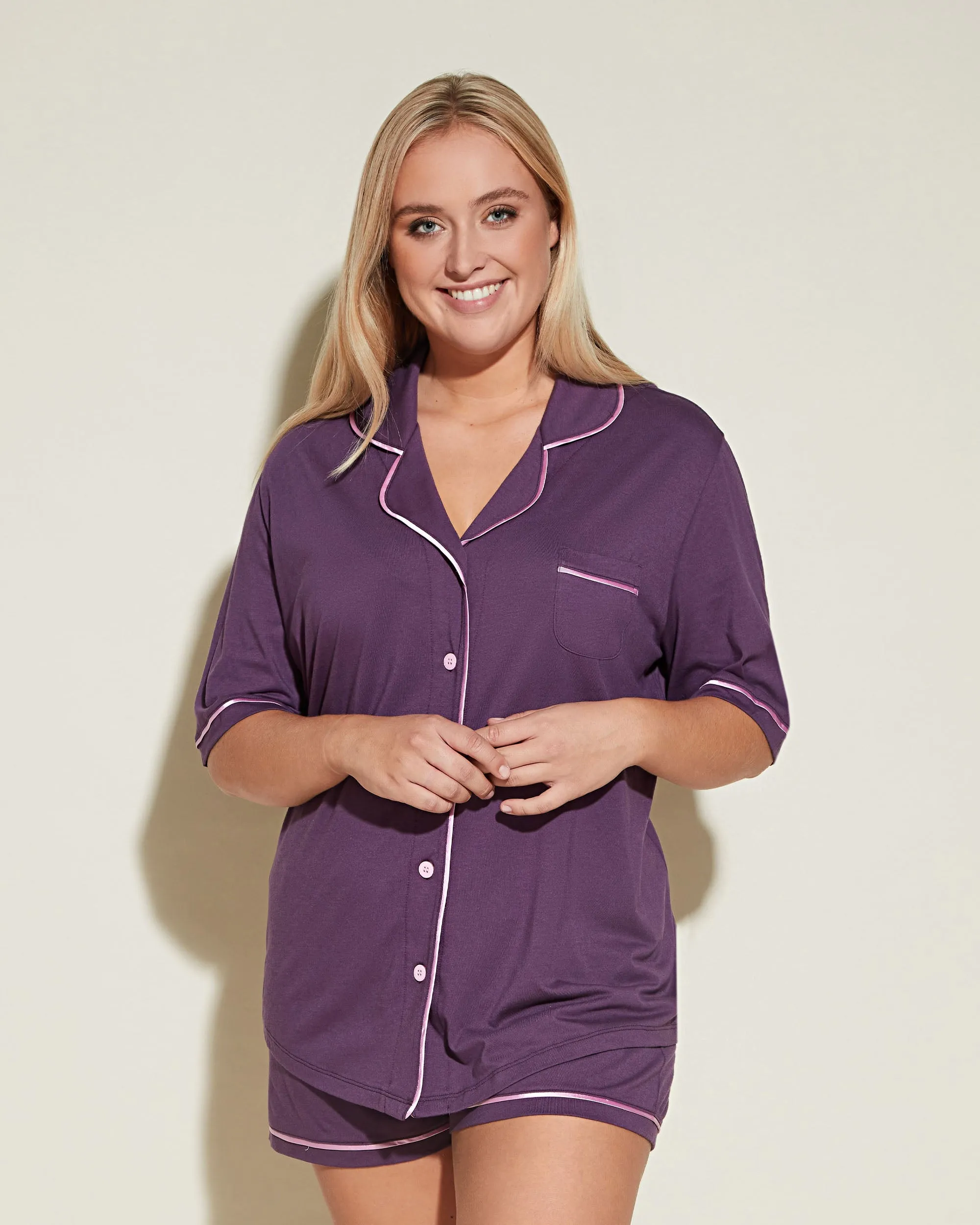 Short Sleeve Top & Boxer Pajama Set
